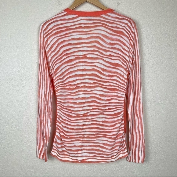 Lafayette 148 New York Linen Blend Zebra Print Striped Button Front Cardigan - Picture 7 of 10